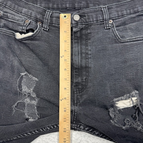 Levi's 512 Distressed Jeans Black Grunge Denim Straight Leg Men's Size 38x32 - Picture 11 of 15